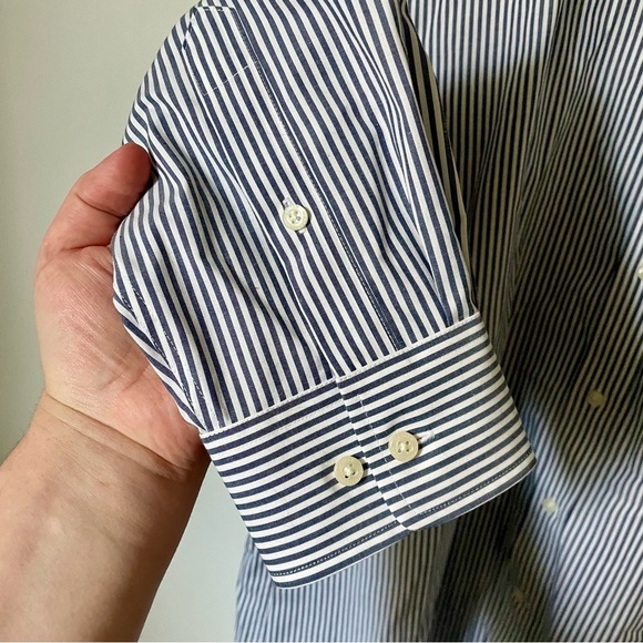 Lauren Ralph Lauren Grey and White Pinstripe Button Down Shirt Size XL - Picture 4 of 7